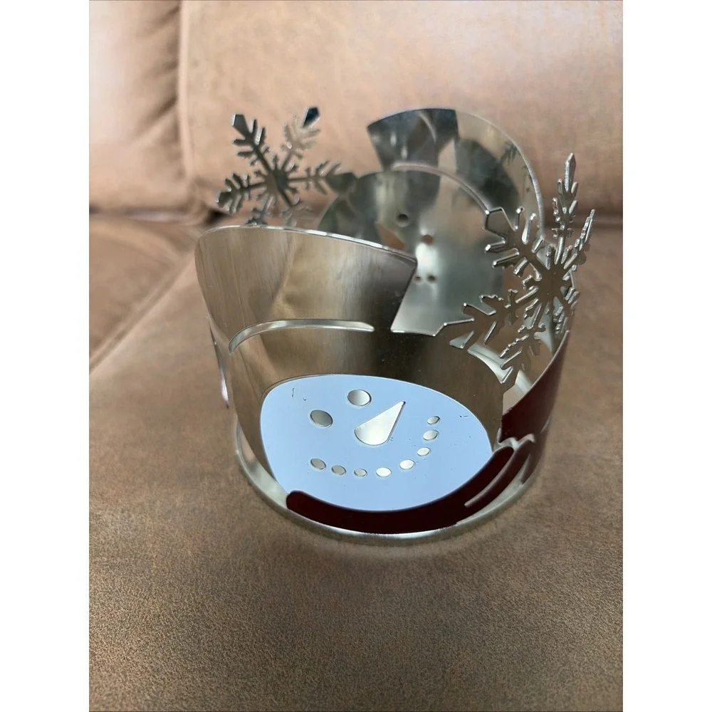Bath And Body‎ Works Snowman Snowflake 3-wick Candle Holder Silver Winter